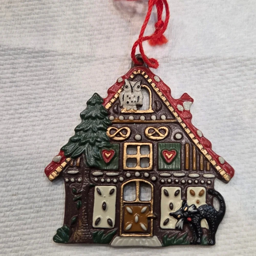Vintage German Gingerbread House Painted Pewter Kuhn Kollektion Hansel/Gretel